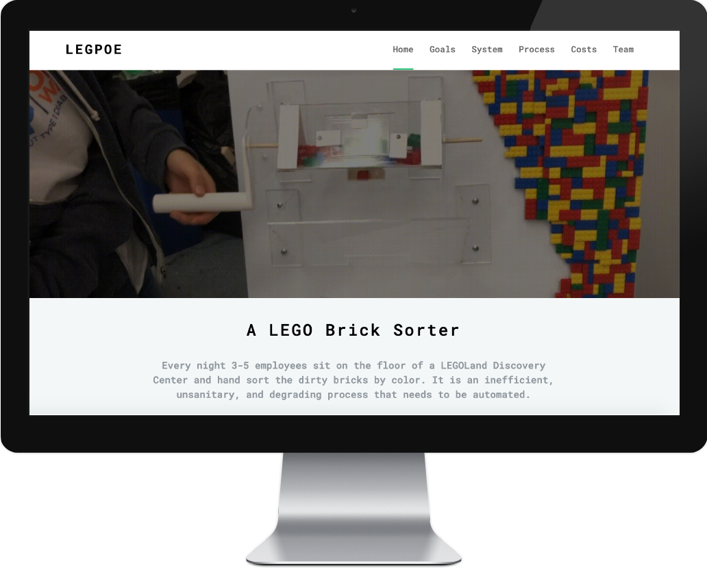 A screenshot of the Lego sorter website
