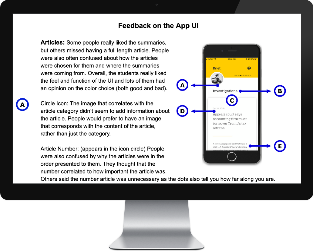 A report of UI insights of the new app